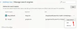 Set Google as default Search engine