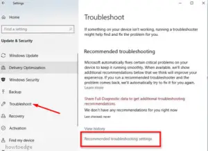 troubleshooter automatically in 19H1