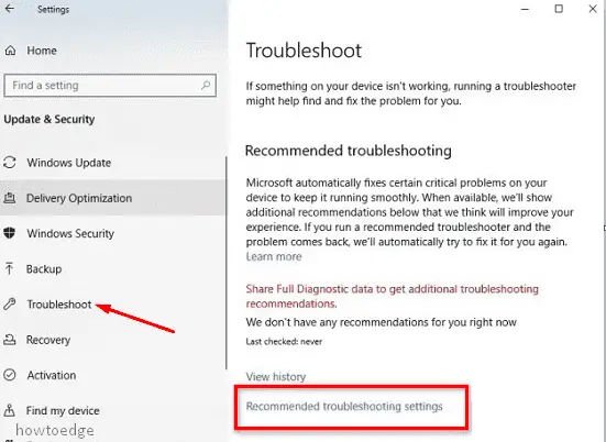 troubleshooter automatically in 19H1