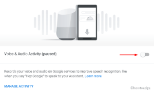 Prevent Google storing voice recordings