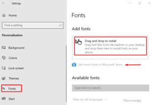 how to delete installed fonts in windows 10