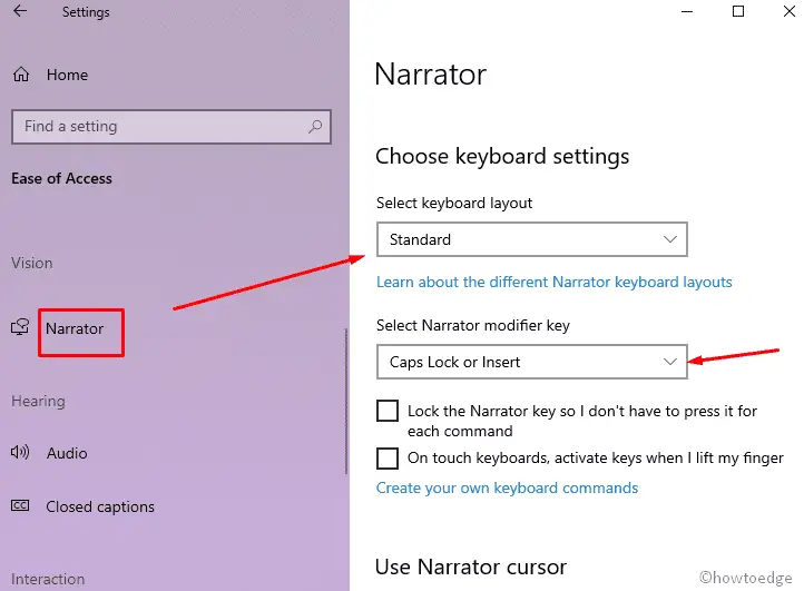 change narrator modifier key