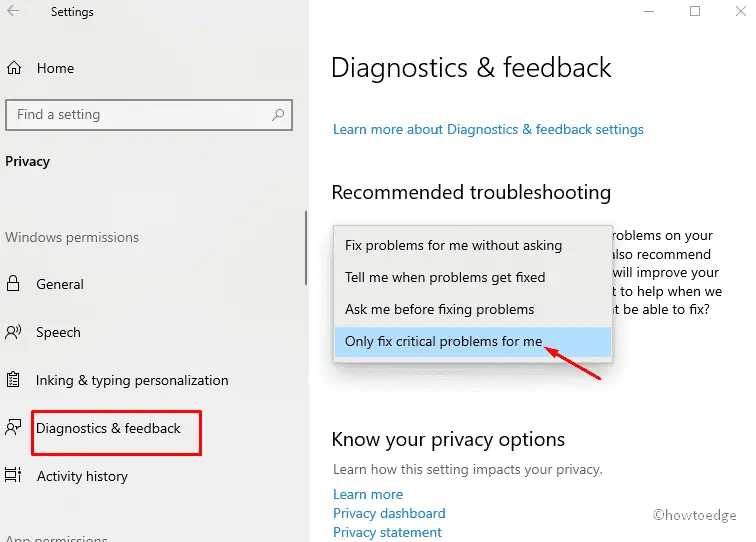 Diagnostics and feedback