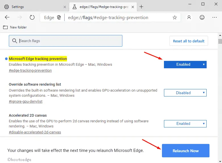 enable tracking prevention settings in Chromium Edge