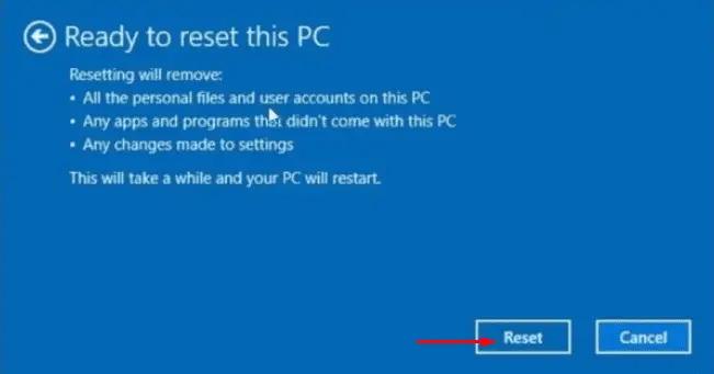 Reset this PC