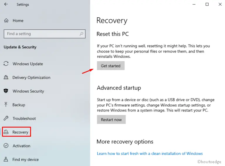 Reset Windows 10 PC using Cloud Download