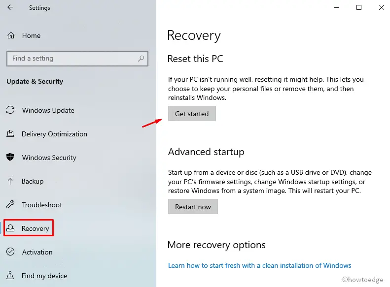 reset this PC using Cloud Download