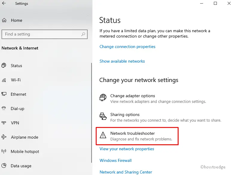 Change the network settings