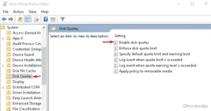 Enable or Disable disk quotas