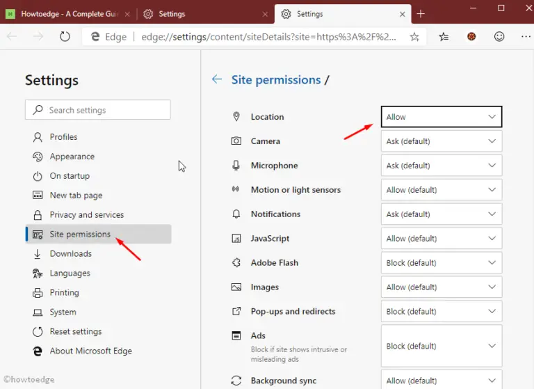 How to block websites from tracking location on Microsoft Edge