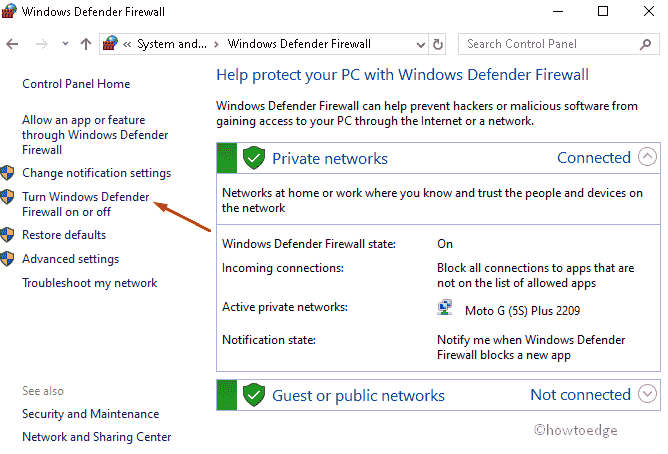 Turn Windows Firewall On or Off