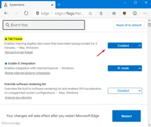 enable Tab freeze on Chromium Edge