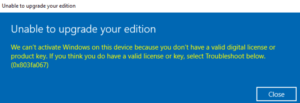 How To Resolve Activation Error 0x803fa067 Windows 11/10