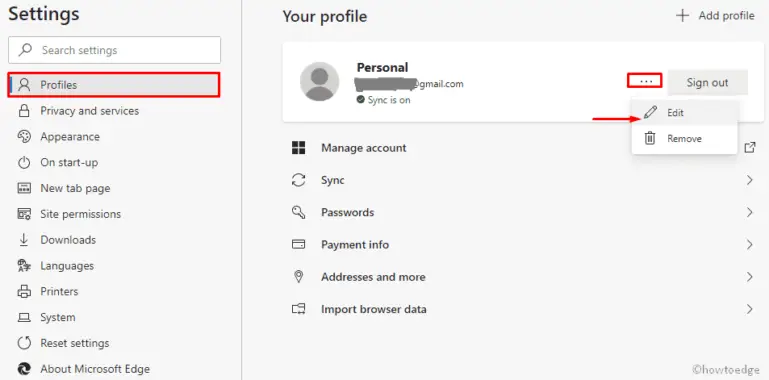 How to change profile name on Chromium Edge - Howtoedge