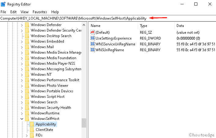 Installation Error by editing the registry