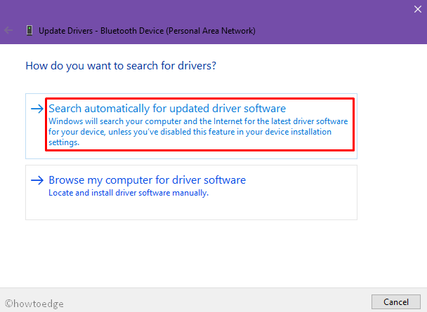 Update Device Driver searching online