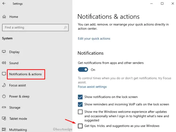 Notifications & Actions