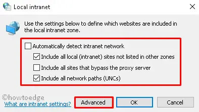 Local Intranet Settings