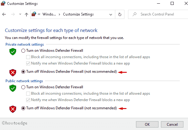 Disable the Windows Firewall