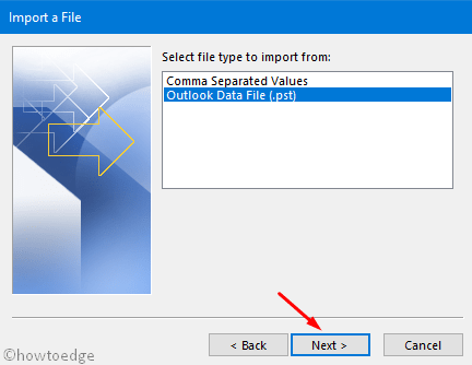 Import files from an outlook PST file