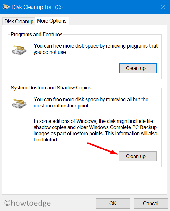 delete old or new restore points using Disk Cleanup