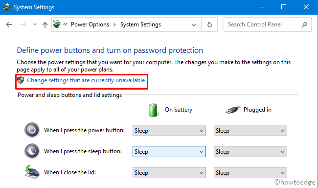 Additional Settings - Power Options