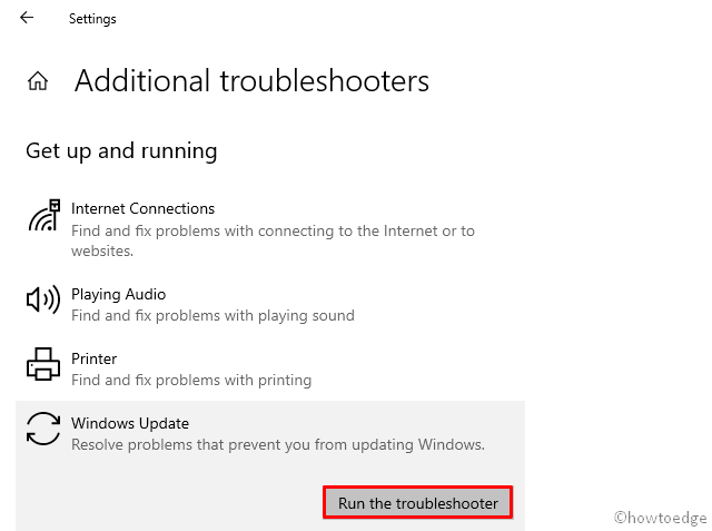 Run the troubleshooter