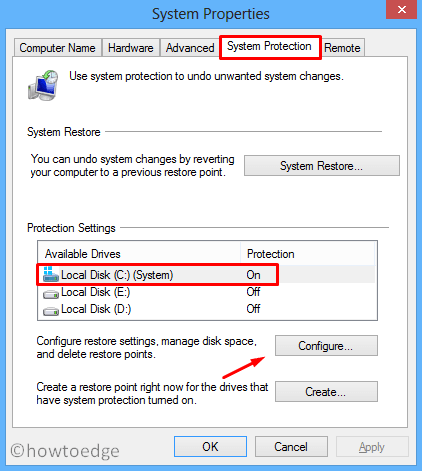 Select the disc for creating system backup