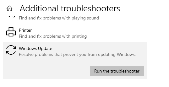 Run the Windows Update troubleshooter