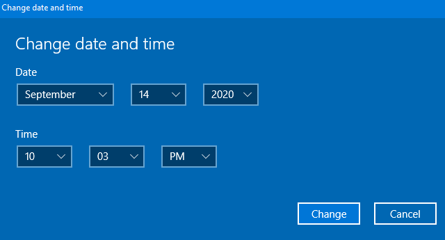 Manually Change Date and Time