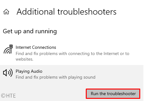 Playing Audio Troubleshooter