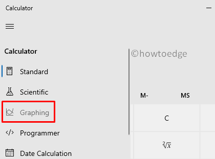 Calculator's graphing mode