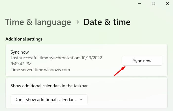 Sync Date & Time on Windows 11