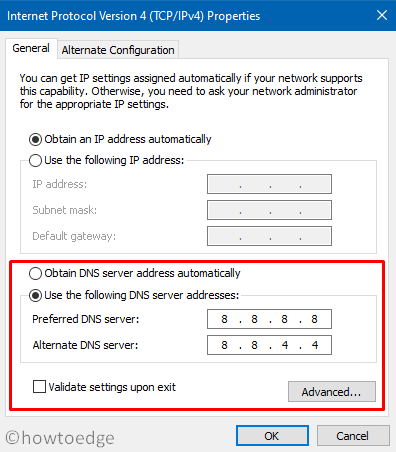 Use Google Public DNS server