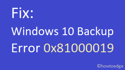 Backup Error Code 0x81000019