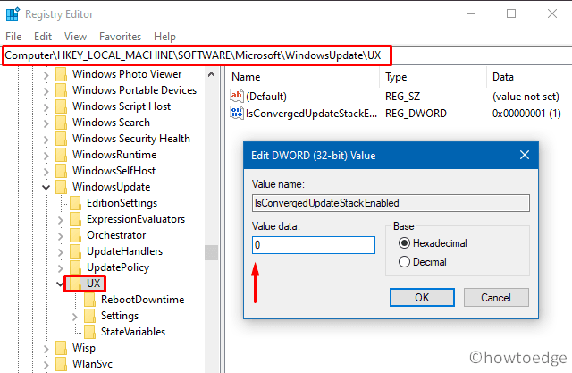 Error 0x80070057 in Windows 10 - edit the registry