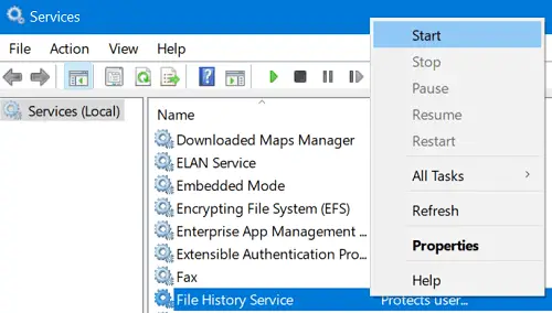 System Image fails on Error 0x80780172 - Start File History service