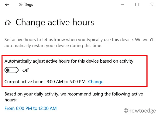 set up a brand new Windows 10 PC - Change Active hours