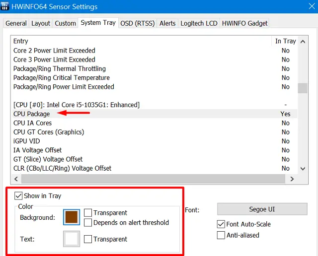 CPU and GPU temperatures - change default colors