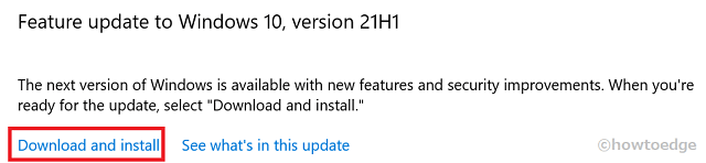 Install May 2021 Update via Windows Update