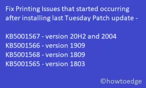 KB5001567 Fixes Printing Issues