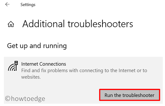 Run Network Troubleshooter