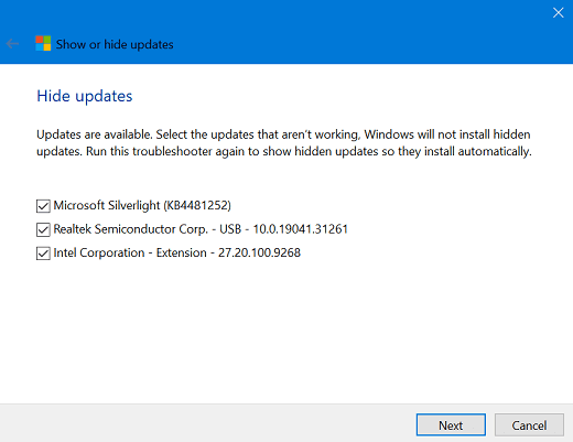 Windows 10 Update Error Code 0x800f024b - Hide Updates