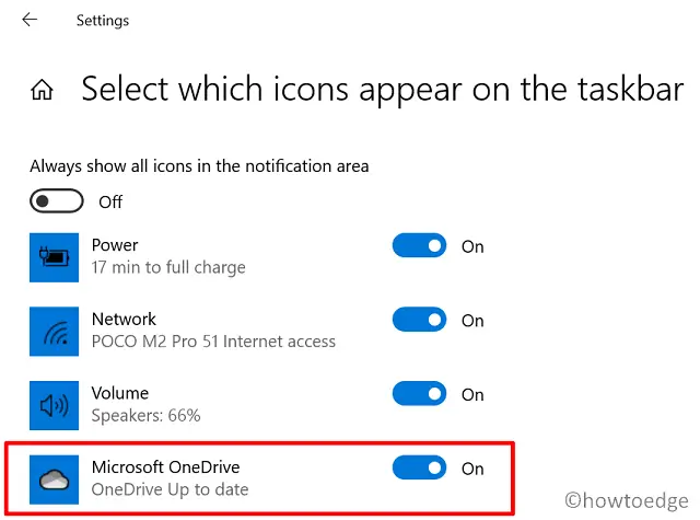 get back the missing OneDrive icon - unhide this