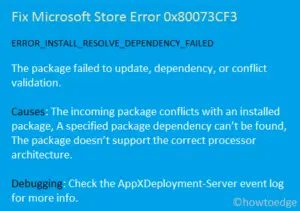 Microsoft Store Error 0x80073CF3