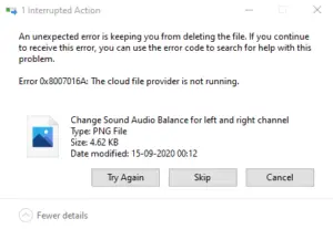 OneDrive Error 0x8007016A: The cloud file provider is not running