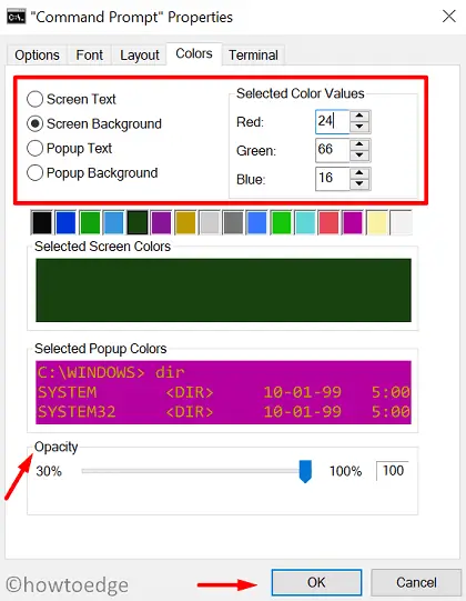 Personalize Command Prompt - Color Properties