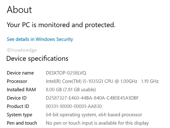 Device Specifications