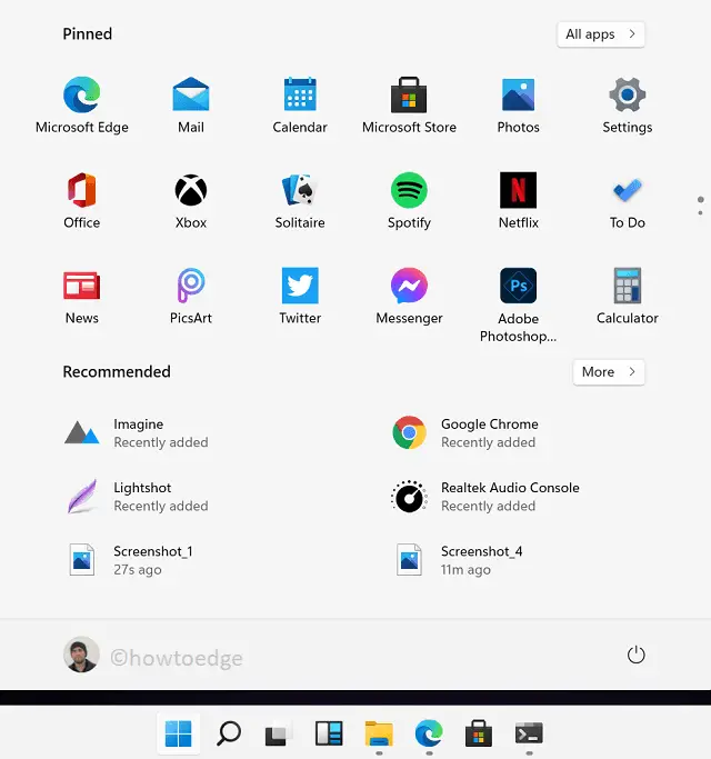 New Start Menu Layout - Windows 11 New Features