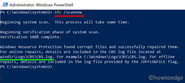 SFC using PowerShell - Error 0X800B0101